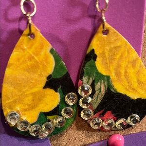 Floral Teardrop Earrings with Crystal Accents
